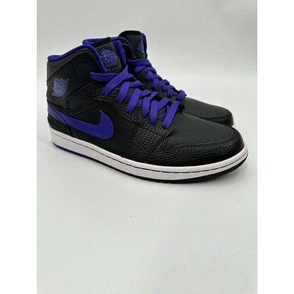 Air Jordan 1 Retro '86‎ US Men's Size 8 Black/Purple-White 644490-014